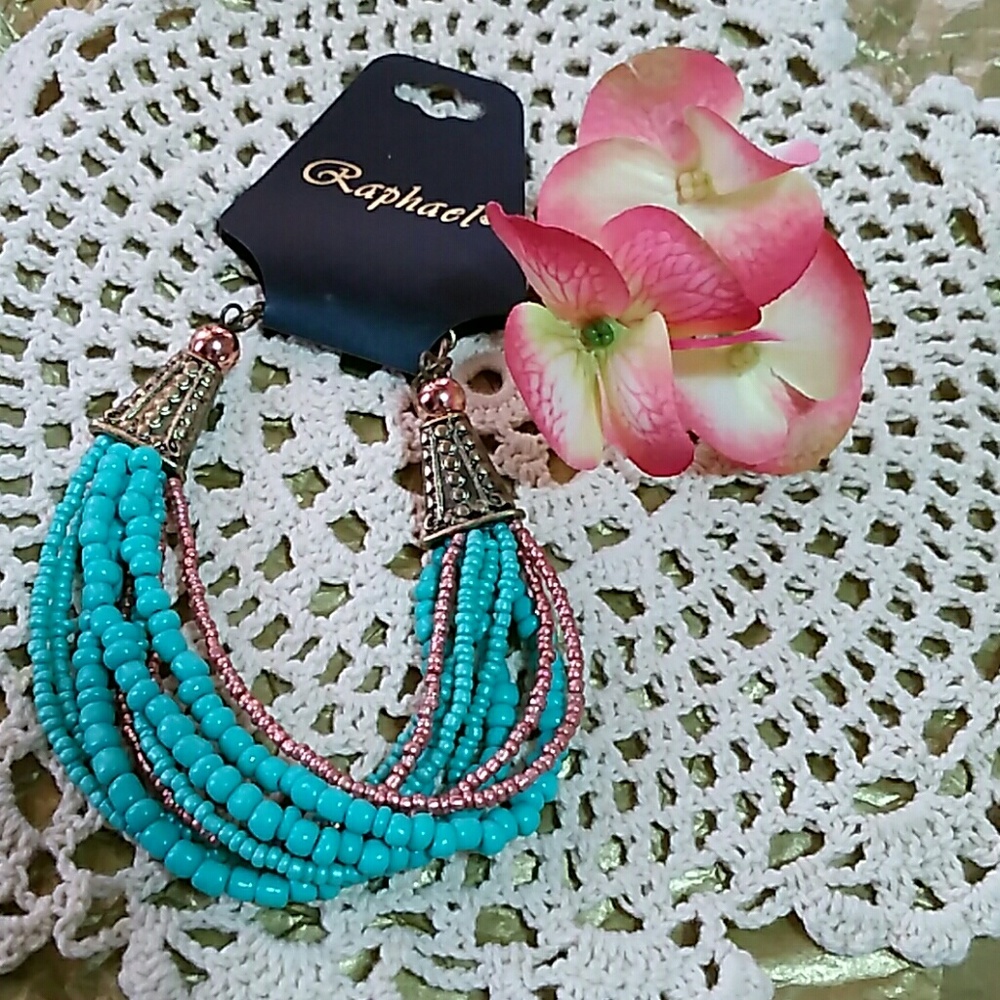Aqua gold and copper tone bracelet